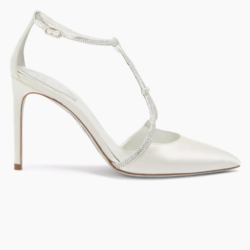 NWT Rene Caovilla
Clippy Embellished Satin Pumps